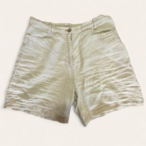 J.Jill;‎ Linen High-Rise Shorts 10P; Beige/Natural Linen; Relaxed Fit